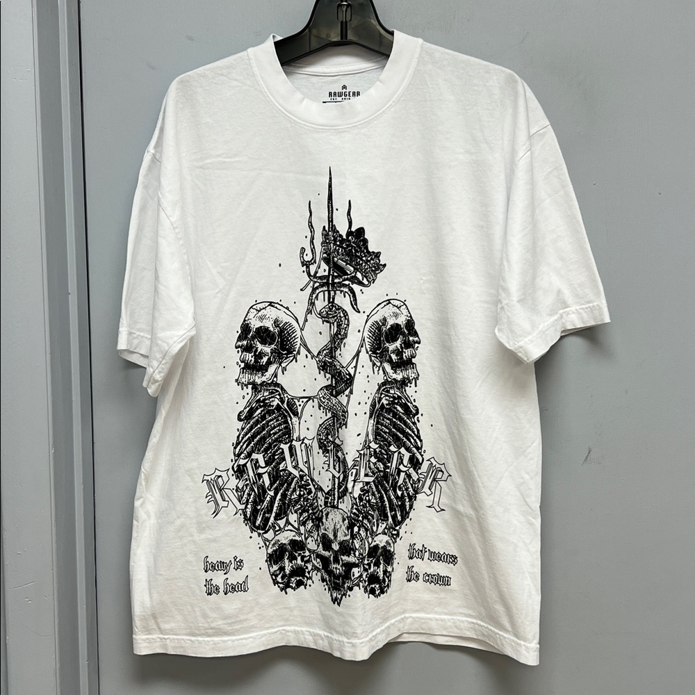 RAWGEAR Graphic Skeleton T-Shirt – White – Men’s Large